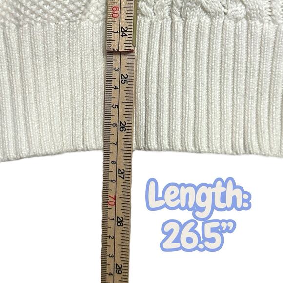 Vince Men's Off White Cable Knit Crewneck Cotton Sweater Size XL - Picture 8 of 10